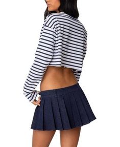 Edikted Stripey Cropped Long Sleeve T Shirt Crop Top Layering, Cotton Crop Top, Cropped Long Sleeve, Swimwear Dress, Striped Crop Top, Designer Clothes For Men, Modern Outfits, Women's Summer Fashion, Trendy Tops