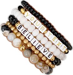 Inspirational White Bracelets With Letter Print, Beaded Bracelets With Letter Print As Gift, Inspirational Beaded Bracelets With Letter Print As Gift, Adjustable Stretch Bracelet With Letter Print And Round Beads, Adjustable Stretch Bracelet With Letter Print, Round Beads Jewelry With Letter Print As Gifts, Round Beads Jewelry With Letter Print For Gifts, White Bracelet With Letter Print For Gift, Letter Print Jewelry With Round Beads For Gifts