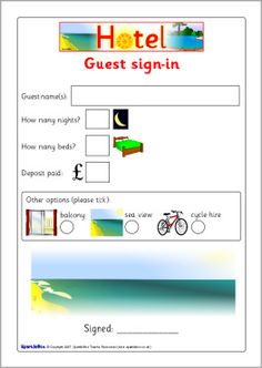 the hotel sign in worksheet is filled with information for each individual to see