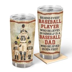 a couple of cups with baseball players on them