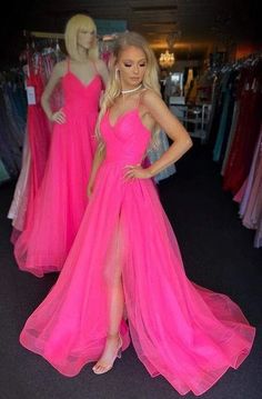 Pink Tulle Prom Dress, Simple Prom Dress Long, Formal Ideas, Prom Dresses 2023, Winter Formal Dresses, Prom 2023, Elegant Prom Dresses, Pink Prom, Cute Prom Dresses