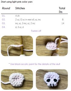 instructions to crochet a skull with yarn