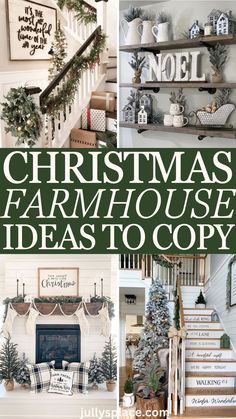 Looking to create a cozy, rustic holiday vibe? Check out these Christmas farmhouse decor ideas! Whether you're after charming farmhouse decorations or creative Christmas decor, there's something for everyone. Imagine your home filled with natural elements, vintage ornaments, and warm touches that capture the farmhouse spirit. These farmhouse decor ideas will make your space festive and inviting, perfect for celebrating the season with loved ones! Christmas Farmhouse Decor Ideas, Christmas Farmhouse Decor, Diy Christmas Decor Ideas, Christmas Decorations Apartment, Diy Christmas Decor, Farmhouse Style Christmas, Cozy Christmas Decor, Farmhouse Decor Ideas