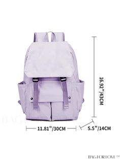 BagForLove - Versatile Minimalist Flap Backpack for Students in College, High School & Travel Product Description Color Purple Strap Type Adjustable Composition 100% Polyamide Bag Size Medium Pattern Type Plain Material Polyamide Style Preppy Type Flap Backpack Closure Type Flap Size Chart INCH CM Handle Height Strap Length Bag Height Bag Width Bag Length 2.4 inch 33.5 inch 16.9 inch 5.5 inch 11.8 inch Handle Height Strap Length Bag Height Bag Width Bag Length 6 cm 85 cm 43 cm 14 cm 30 cm Detail Trendy Solid Rectangular Backpack, Rectangular Backpack For Students, Solid Rectangular Backpack For Students, Solid Backpack With Adjustable Strap For Daily Use, Rectangular Solid Color Backpack For Students, Everyday Large Capacity Solid Backpack, Flap Backpack, Style Preppy, Travel School