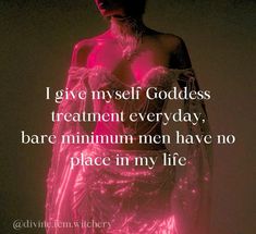 a woman in a pink dress with the words i give my self goddess treatment every day