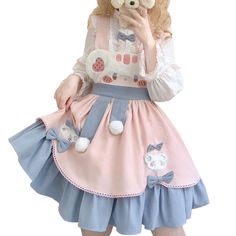 PRICES MAY VARY. Japanese Style Girls Kawaii Lolita Cosplay Costume Cute Dresses Cartoon Bear Embroidery High Waist Party Dresses Soft Comfy Suspender Flare Dress Material: The dress is made of high quality soft fabric, not easy to wrinkle, skin friendly, thick and warm, it's very comfortable to wear in spring or autumn or early winter Size: Avalable for size S / M / L / XL. NOT AMAZON SIZE, please check our size in the picture before buying !!! Features: Cute Lolita Dress, plush cartoon bear em Baby Costumes Girl, Japanese Costume, Pink Clothing, Japanese Kawaii, Kawaii Dress, Suspender Dress, Cute Bear, Kawaii Clothes, Sweet Dress