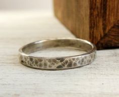 Sterling Silver Ring, Narrow Band, Rustic Hammered - Stacking Rings - Wedding Band Hammered Silver Stackable Rings For Wedding, Silver Hammered Stackable Wedding Rings, Silver Hammered Stackable Rings For Wedding, Rustic Hammered Jewelry For Anniversary, Rustic Silver Wedding Rings, Adjustable Hammered Stackable Wedding Rings, Stacked Wedding Rings, Bracelet Size Chart, Hammered Band