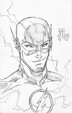 a drawing of the flash in black and white