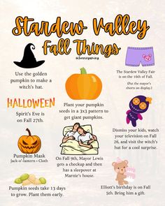 an info sheet with pumpkins and other things to do in the fall season on it