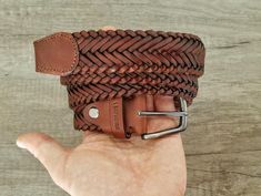 Braided leather brown belt Handcrafted Full Grain Braid image 5 Casual Braided Leather Belt, Casual Brown Woven Belt, Leather Woven Belt, Luxury Braided Brown Belt, Brown Woven Leather Belt, Tan Belt, Tan Leather Belt, Braided Leather Belt, Leather Belts Men