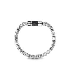 LOUIS VUITTON® - Monogram Chain Bracelet - Grey Luxury Stainless Steel Box Chain Bracelet, Luxury Stainless Steel Chain Bracelet With Rectangular Links, Luxury Engraved Stainless Steel Bracelets, Timeless White Gold Chain Link Bracelet, Luxury Engraved Oval Link Bracelet, Luxury Metal Bracelets With Stainless Steel Clasp, Luxury Engraved Link Chain Bracelet, Classic Formal Bracelet With Chain, Classic Formal Chain Bracelet