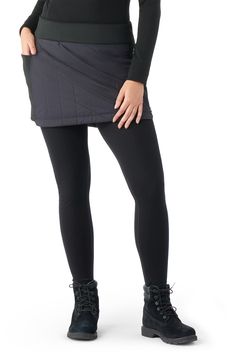 Flaunt your 'fit in the face of wintry chills with an insulated skirt warmed with wool-enhanced construction and a stretchy paneling for a comfy-cozy fit. Elastic waist   Drop-in pockets   Durable water-repellent (DWR) finish   56% merino wool, 44% recycled-polyester lining with 50% recycled-wool, 38% wool, 12% polyster fill   47% recycled polyester, 38% merino wool, 15% elastane   Machine wash, tumble dry   Imported Insulated Skirt, Layering Hoodies, Wool Insulation, Winter Activity, Bra Size Charts, Sports Skirts, Seamless Bra, Cozy Fits, Comfy Cozy