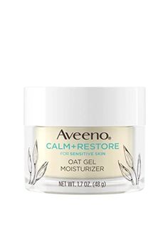 1.7-ounce container of Aveeno Calm plus Restore Oat Gel Facial Moisturizer for sensitive and irritated, dry skin to instantly hydrate, soothe and replenish skin's moisture barrier while leaving it resilient. Aveeno Moisturizer, Skin Care Hyperpigmentation, Moisturizer For Sensitive Skin, Lightweight Moisturizer, Effective Skin Care Products, Lip Hydration, Cruelty Free Makeup, Moisturizer For Dry Skin, Gel Moisturizer