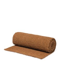 a roll of brown carpet on top of a white background