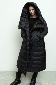 100% nylon with recycled down fill/ front pockets/ oversized hood/ front and side zipper closures Margo is 5'10" size 2 wearing size S Hooded Puffer Parka With Duck Down, Cold Weather Outerwear With Detachable Hood And Duck Down, Hooded Duck Down Puffer Parka, Hooded Duck Down Outerwear With Double-lined Hood, Duck Down Hooded Outerwear With Double-lined Hood, Cold Weather Duck Down Outerwear With Detachable Hood, Hooded Down Outerwear With Double-lined Hood, Oversized Hooded Puffer Jacket With Detachable Hood, Hooded Down Parka With Padded Collar