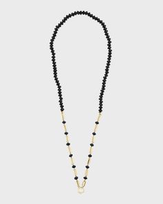 Harwell Godfrey Yellow Gold Black Onyx Necklace | Neiman Marcus Black Onyx Necklace, Onyx Necklace, Ethnic Patterns, Gemstone Colors, Black Onyx, Gold Black, Jewelry Crafts, Neiman Marcus, Solid Gold