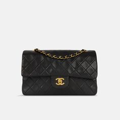 This stunning and iconic piece from Chanel is an absolute must-have for any woman with a love for all things Chanel. Featuring an eye-catching double C logo in gold, this classic flap bag is sure to make heads turn wherever you go. Given their timeless design and exquisite craftsmanship, classic flaps make amazing investment pieces as they rarely cease to lose their value. SPL Exterior Black quilted lambskin leather 24k gold-plated hardware Interwoven chain and leather strap Turn lock closure Slip pocket at rear of bag 1994 - 1996 production Great vintage condition - some scratches under front flap / some rubbing to corners Interior Burgundy lambskin Double flap CC stitched logo on flap Chanel stamp embossed in leather Two slip pockets Great vintage - some white scratches and marks / sligh Chanel Vintage Classic Flap, Classic Flap Chanel, Chanel Classic Bag, Chanel Vintage Bag, Collage Items, Chanel Bag Classic, Wag Dr, F1 Wag, Chanel Classic Flap Bag