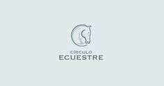 the logo for an equestrian company, with a horse's head in the center