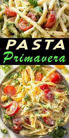 pasta with tomatoes, broccoli and parmesan cheese