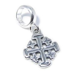 This item is a bead charm. It is designed to fit most popular bead bracelets. The hole size of the carrier is apx 4.50 - 5.00mm and is designed to fit a bracelet guage no thicker than 3mm. - - - Jerusalem Cross Sterling Silver .925 Charm Fitting - Bead Carrier Holy crosses charms Sterling Silver Charm 925 Religious Charm Bead Carrier Maldon Jewellery Bead Sterling Silver 24569 REF CF Moderno No Stone Please note, we do NOT supply gift boxes, so your item will NOT come in a gift box. Please also note that most connecting rings will NOT be soldered, and for your peace of mind, we recommend you have them soldered by your own local jeweller, as we do not have soldering facilities. If you have purchased a converter or clip or fitting and would like it connected or attached to another item you h Symbolic Sterling Silver Dangle Charm Necklaces, Silver Symbolic Necklaces With Dangling Charms, Sterling Silver Necklace With Round Pendant And Dangling Charms, Silver Necklaces With Dangling Charms, Sterling Silver Necklace With Dangling Round Pendant, Elegant Sterling Silver Pendant Charms, Symbolic Sterling Silver Pendant Jewelry, Adjustable Cross-shaped Jewelry With Charms, Sterling Silver Necklaces With Dangling Charms