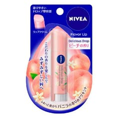 Kao nivea Flavor Lip  Delicious Drop Peach Scent  Country of origin Japan NEW Description Contains a scented drop containing vanilla scent The carefully selected peach scent and the vanilla scent accentuate afterwards to give your lips a moist and fresh lips. Contains moisturizing ingredients (olive oil, plant squalane) derived from fruits. We adopted a drop type container. It is easy to hold and even the corners of the mouth are easy to apply. Protects lips from ultraviolet rays. Contains UV cu Nivea Lip Balm, Peach Lip Balm, Flavor Drops, Peach Lips, Lip Balm Collection, Vanilla Flavor, Flavored Lip Balm, Lip Smackers, Vanilla Scent