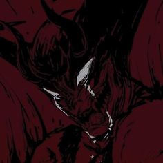 a drawing of a demon with horns on it's head