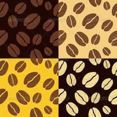 four different patterns with coffee beans on them