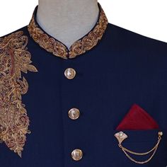 Description Elegance is not standing out, but being remembered, so get customize this Uomo Attire's elegant look navy blue prince coat with micro embellishments for perfect look on your memorable day. Elegant Blue Nehru Jacket For Semi-formal Occasions, Royal Blue Long Sleeve Suit For Wedding, Winter Wedding Blue Blazer, Elegant Blue Outerwear With Intricate Embroidery, Elegant Blue Festive Outerwear, Fall Wedding Embellished Outerwear, Elegant Blue Ceremonial Suits, Formal Blue Bandhgala With Intricate Embroidery, Semi-formal Embroidered Blue Bandhgala