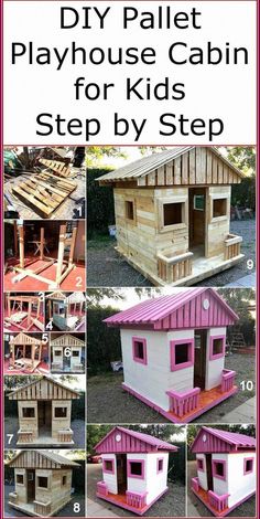 diy pallet playhouse cabin for kids step by step instructions to build and paint