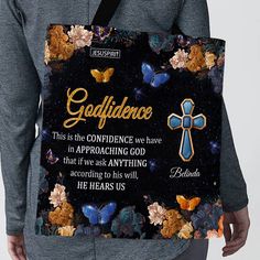 This Is The Confidence We Have In Approaching God - Beautiful Personal - Jesuspirit Handbag Ideas, Tote Bags For School, Gym Tote, Embroidered Handbag, Yoga Bag, Travel School, Inspirational Thoughts, Shopping Tote Bag, Faith In God