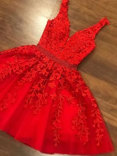 Cute V Neck Short Red Lace Prom Dresses with Belt, Red Lace Formal Graduation Homecoming Dresses Prom Dress Short Lace, Red Lace Prom Dress, Short Red Prom Dresses, Lace Prom Dresses, Cheap Party Dresses, Senior Prom Dresses, Red Homecoming Dresses, Short Party Dress, Lace Prom Dress