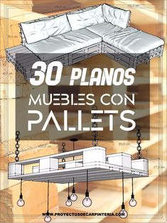 an image of a poster with the words 30 plans for mobiles con pallets