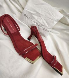 Red Sandals With Padded Heel And Square Toe, Red Leather Sandals With Square Toe, Red Square Toe Sandals With Padded Heel, Red Open Toe Sandals With Branded Heel Counter, Red Square Toe Sandals For Formal Occasions, Formal Red Sandals With Square Toe, Formal Red Square Toe Sandals, Red Sandals With Branded Insole And Single Toe Strap, Red Sandals With Single Toe Strap