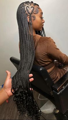 Fed In With Knotless Braids, 48 Inch Knotless Braids, Hair Styles Different, Braided Hairstyles For Black Women Curly, Goddess Braids With Heart On The Side, Pee A Boo Braids, Goddess Braids Space Buns, Back 2 School Hairstyles Black Braids, Brading Hairstyles Teens