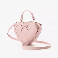 SAMANTHA VEGA Stamping Ribbon Heart Shaped Shoulder Bag Pink Kawaii Japan NEW | eBay Wishlist Items Ideas, Samantha Vega Bag, Cute Purses Aesthetic, Sac Aesthetic, Cute Pink Bag, Micro Pig, Bag Shapes, Heart Purse