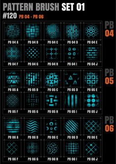 the pattern brush set 01 for photoshopped in adobe and after effects, it looks like