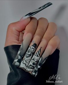 Knife Nails Halloween, Demonic Nails Acrylic, Satanic Nails Acrylic, Junji Ito Acrylic Nails, Gangster Nails Designs, Fail Nails, 3d Nail Designs, Cat Eye Nails, Crazy Nails