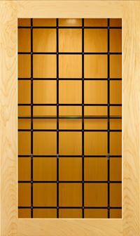 a wooden door with a grid pattern on it