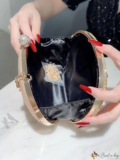 Bird in Bag - Rhinestone Decorative Box Clutch with Glamorous Top Handle Box Clutch, First Contact, Diy Supplies, Chain Bag, Box Bag, Bird In Bag, Chain Bags, Gold Details, Top Handle