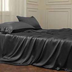 22 Momme Silk Sheet - Black Silk Sheet Set, Silk Bed Sheets, Silk Comforter, Soft Bed Sheets, Queen Size Sheets, Silk Bedding Set, Silk Sheets, Satin Bedding, Satin Set