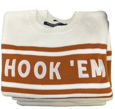 Buy online this Texas Longhorn Sweater- Runway Athletics Orange Banner, Tennis Sweater, Texas Longhorn, Love Hat, Texas Longhorns, Cotton Lights, Media Design, Team Spirit, Hand Washing