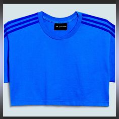 Brand New Authentic Ivy Park Crop Top, Oversized. Blue Athleisure Tops With Three Stripes, Blue Adidas Tops With Three Stripes, Adidas Blue Tops With Three Stripes, Adidas Blue Three Stripes Top, Blue Three Stripes Tops For Summer, Spring Adidas Blue Tops, Adidas Blue Tops For Spring, Spring Blue Adidas Tops, Cropped Jersey