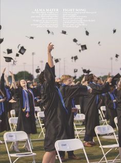 the graduates are throwing their caps in the air