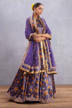 Purple Lehenga, Indian Mythology, Latest Designer Dresses, Floral Lehenga, Desi Wear, Silk Velvet Fabric, Lehenga Blouse, Indian Blouse, Indian Textiles