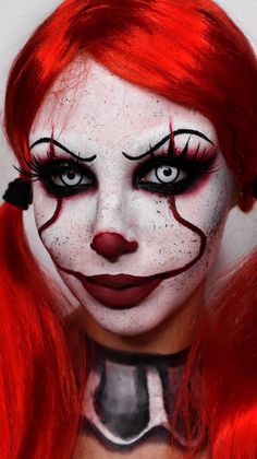 Haunted House Makeup, Creepy Clown Makeup, Scary Clown Makeup, Horror Halloween Costumes, Creepy Halloween Makeup, Halloween Makeup Pretty