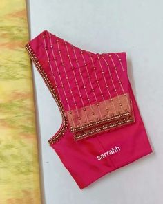 Very Simple Aari Work Blouse Design Pink, Latest Simple Aari Work Blouse Designs With Price, Simple Design Aari Work Blouse, Maggam Work Simple Designs, Aari Simple Blouse Design, Simple Ariwork Blouse, Simple Aari Work Designs