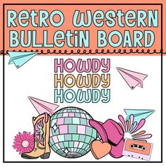 an advertisement for the retro western bulletin board, featuring various items from around the world