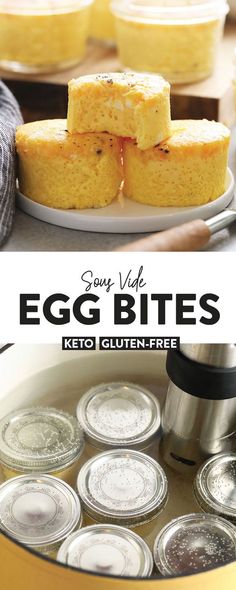 egg bites are being cooked in an electric pressure cooker with the words, easy way to make egg bites