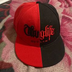 ‘ 2pac “Way Of Life”’ Cap Black And Red, Says Thug Life And Out Law On Sides . Casual Red Fitted Hat For Streetwear, Red Hip Hop Fitted Hat For Streetwear, Red Flat Bill Snapback Hat For Streetwear, Red Fitted Cap For Streetwear, Red Hip Hop Snapback Hat, Hip Hop Graphic Print Baseball Cap For Streetwear, Red Hip Hop Snapback Hat For Streetwear, Red Snapback Baseball Cap For Streetwear, Casual Red Baseball Cap For Streetwear