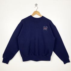 90s Cor Jesu Academy Crewneck Sweatshirt Embroidery Logo Blue Color Men's L - Made in Usa - Tag Reads : L Kindly see the actual measurements (All measurements were taken lying flat) Materials : Cotton, Polyester  - Actual size manual measurements * Width (Armpit to armpit) : 23 inches * Length (Shoulder to end of garment) : 25 inches * Sleeve length : 23 inches - Condition : * Vintage condition 9/10 (90%) * Free from stain tear and major defect - SHIPPING: * DHL EXPRESS = 3-6 business day arrived * Please PROVIDE your PHONE/CONTACT NUMBER for SHIPPING/DELIVERY purpose * DONT FORGET TO VISIT MY SHOP FOR MORE GREAT STUFF, THANK YOU. Blue Crew Sweater With Embroidered Graphics, Blue Crew Neck Sweater With Embroidered Graphics, Blue Embroidered Tops For Streetwear, 90s Embroidered Long Sleeve Sweatshirt, 90s Embroidered Top For Streetwear, Blue Streetwear Sweatshirt With Embroidered Text, Blue Sweatshirt With Embroidered Text For Streetwear, Vintage Sweatshirt With Embroidered Text For Streetwear, Blue Embroidered Text Sweatshirt For Streetwear